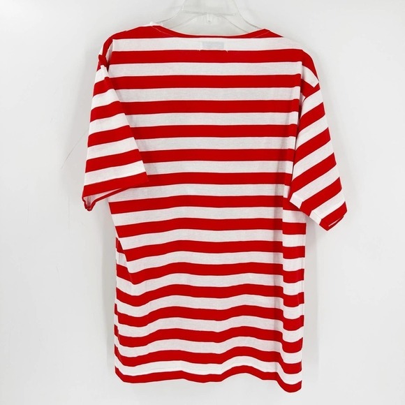 Sail Away Red & White Striped Embroidered Sequin Knit Top Women's Size Medium - Picture 2 of 11